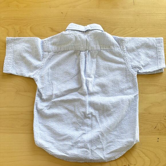 Ralph Lauren Seersucker Button Down Shirt Embroidered Logo Striped Blue White 4 - Picture 4 of 4